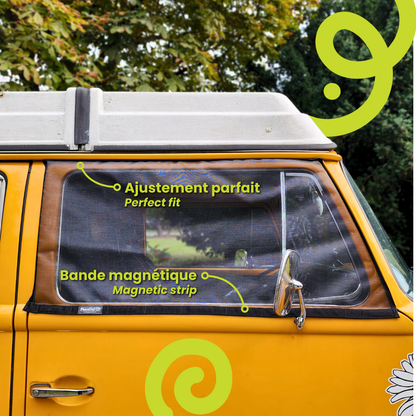 Bug screen for Volkswagen Westfalia & Vanagon door, offering optimal protection against mosquitoes while allowing you to enjoy fresh air. With this mosquito net specifically designed for the Volkswagen Westfalia & Vanagon, you can lower your windows without letting mosquitoes in. Enjoy your travels in peace with this durable and easy-to-install mosquito net for your Volkswagen Westfalia, keeping mosquitoes out while letting fresh air in.