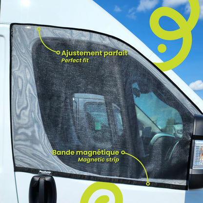 Bug screen for Volkswagen Eurovan / Rialta door, offering optimal protection against mosquitoes while allowing you to enjoy fresh air. With this mosquito net specifically designed for the Volkswagen Eurovan / Rialta, you can lower your windows without letting mosquitoes in. Enjoy your travels in peace with this durable and easy-to-install mosquito net for your Eurovan / Rialta, keeping mosquitoes out while letting fresh air in.