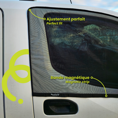 Bug screen for Honda Odyssey door, offering optimal protection against mosquitoes while allowing you to enjoy fresh air. With this mosquito net specifically designed for the Honda Odyssey, you can lower your windows without letting mosquitoes in. Enjoy your travels in peace with this durable and easy-to-install mosquito net for your Honda Odyssey, keeping mosquitoes out while letting fresh air in.