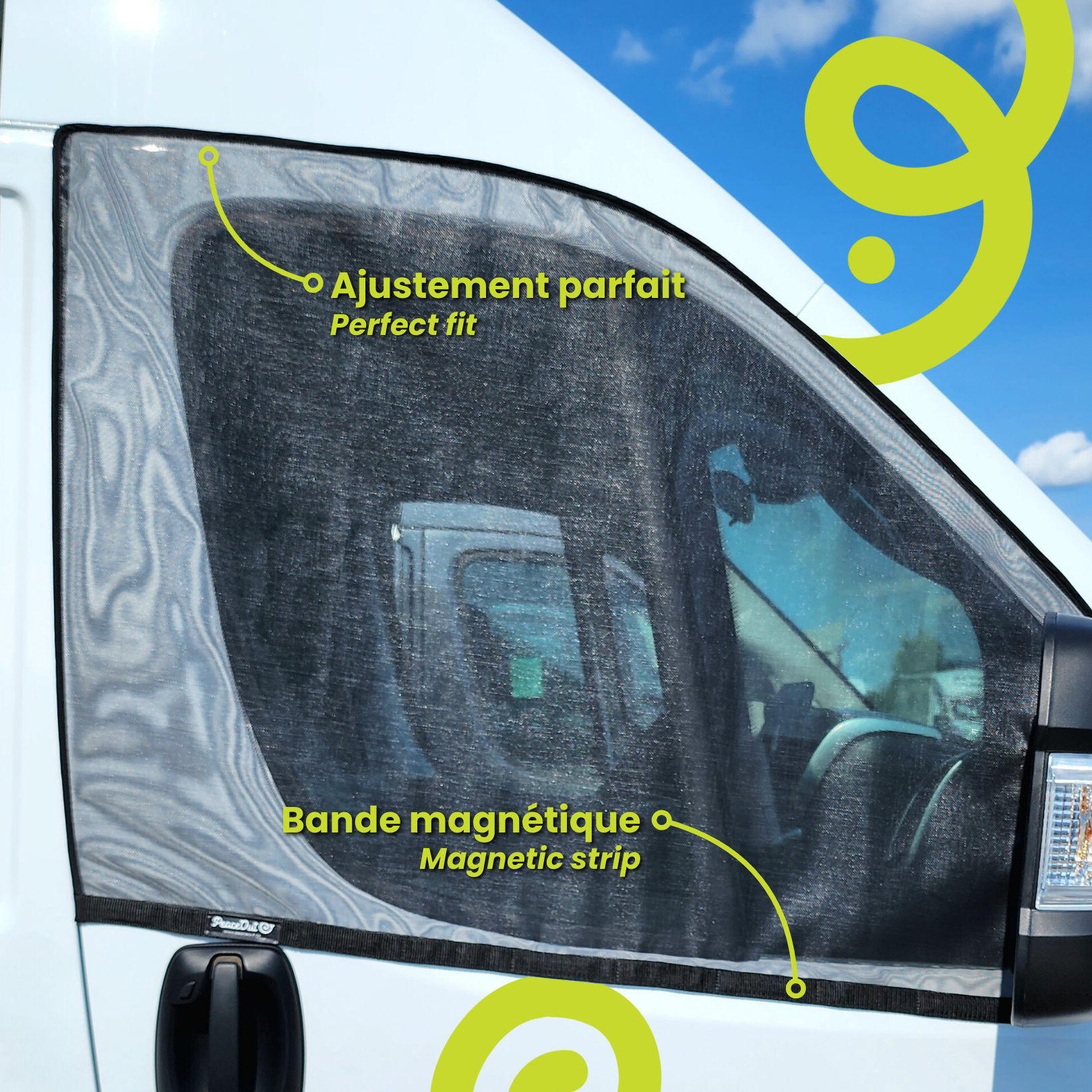 Bug screen for Ford Transit door, offering optimal protection against mosquitoes while allowing you to enjoy fresh air. With this mosquito net specifically designed for the Ford Transit, you can lower your windows without letting mosquitoes in. Enjoy your travels in peace with this durable and easy-to-install mosquito net for your Ford Transit, keeping mosquitoes out while letting fresh air in.