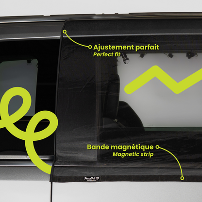 Moustiquaire pour portière de Kia Carnival, offrant une protection optimale contre les moustiques tout en permettant de profiter de l'air frais. Avec cette moustiquaire spécialement conçue pour la Kia Carnival, vous pouvez baisser vos fenêtres sans laisser passer les moustiques. Profitez de vos voyages en toute tranquillité grâce à cette moustiquaire durable et facile à installer pour votre Kia Carnival, gardant les moustiques à l'extérieur tout en laissant entrer l'air frais.